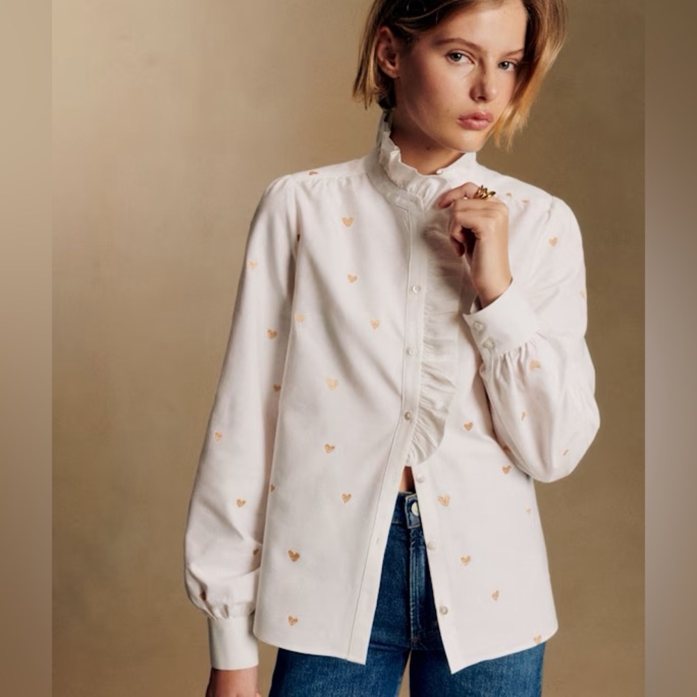 Sezane Gold Heart Chlo Shirt Blouse